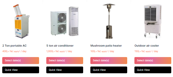 Cooling and heating Machines for rentals