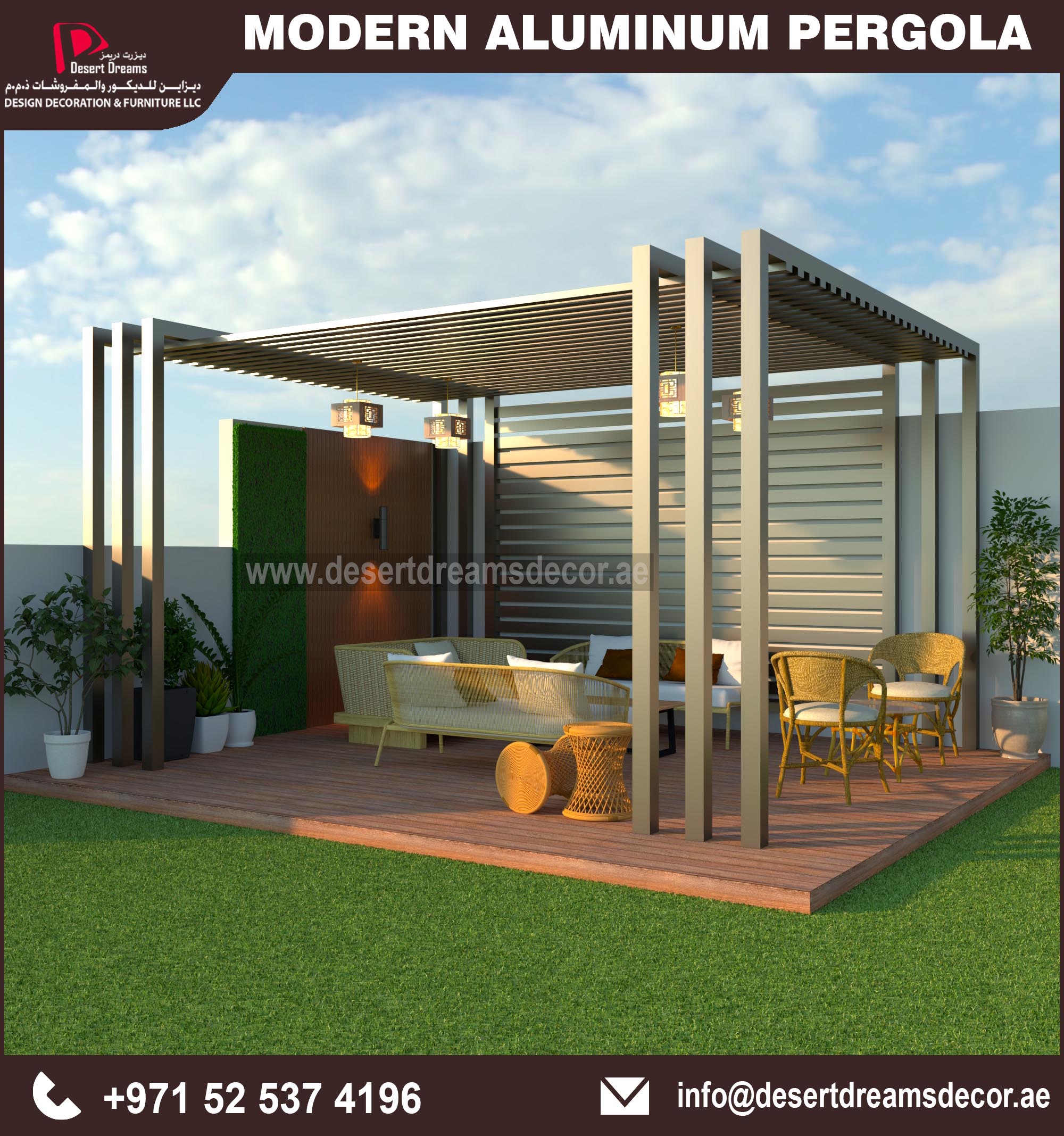 Aluminum Pergola Design Uae | Powder Coating Aluminum Pergola in Uae.