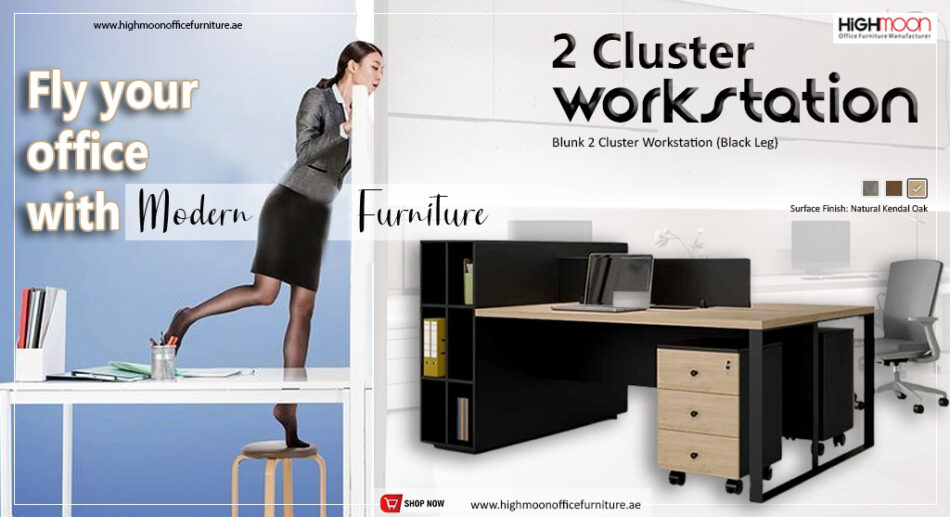 Office Workstation Desk – 2 Cluster Workstation – Highmoon Office Furniture Dubai