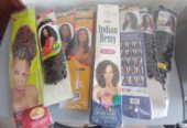 Human and Synthetic Hair – straight, curly, wavy – for weaves, braids, & wigs – various lengths, straight, wavy, curly, etc. Bulk of colours are 1 and 1B.