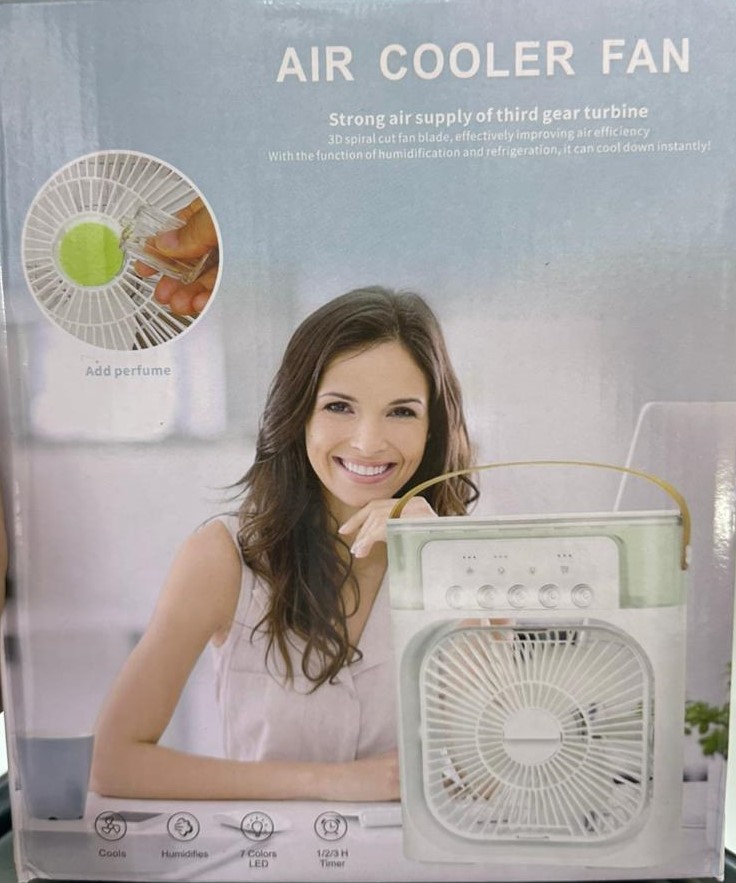 Portable Air Conditioner Cooling Fan,USB Desk Fan 3 Wind Speed & 700ml Water Tank,Quiet &7 LED Light