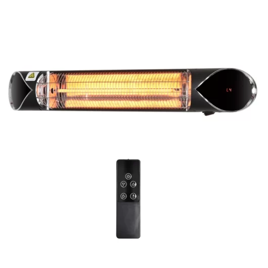 Electric Infrared Patio Heater Wall Mounted Carbon Fibre Heater with Remote Control, 4 Heat Settings, 24-Hour Timer for Indoor Outdoor, Black