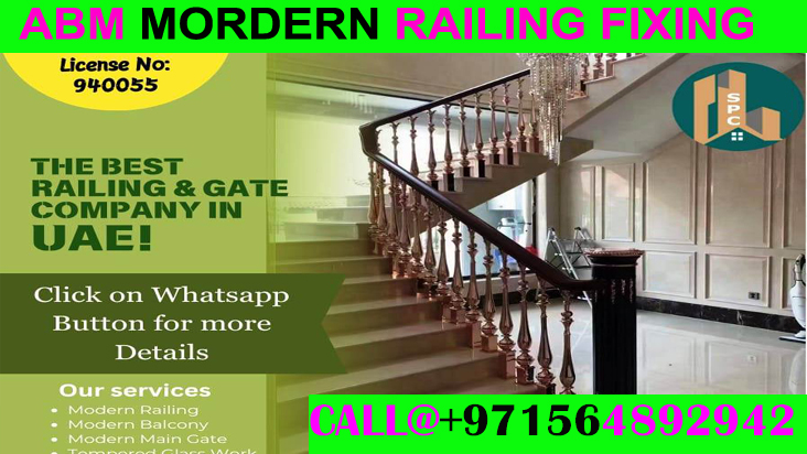 Modern Staircase Railing Fixing Contractor Ajman Dubai Sharjah