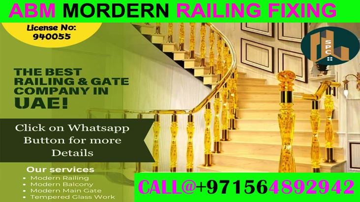 Modern Staircase Railing Fixing Contractor Ajman Dubai Sharjah