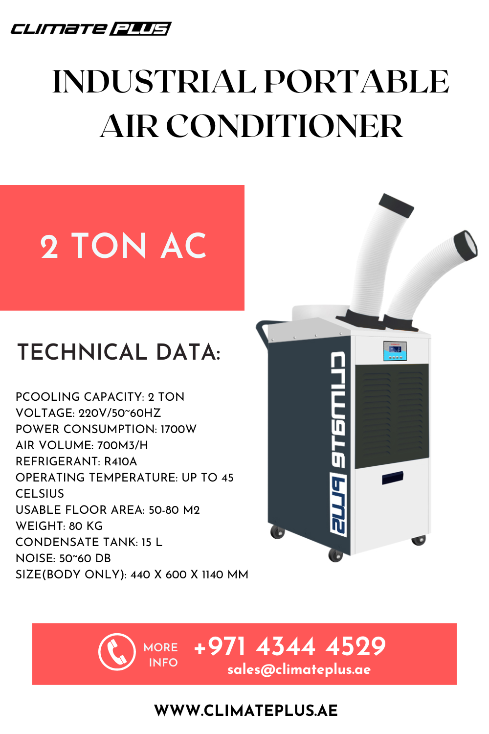 2 Ton Industrial Portable Air Conditioner – Heavy-Duty Spot Cooling (Rental Available in UAE)