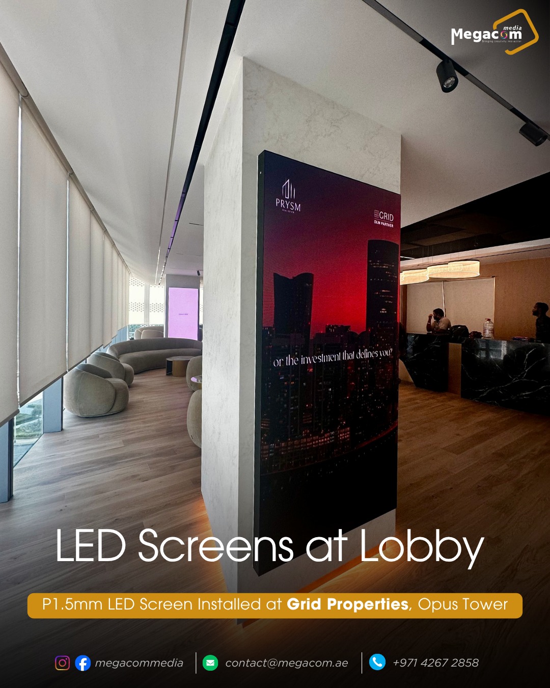 Premium LED Screens for Lobby Areas | Megacom Media, Dubai